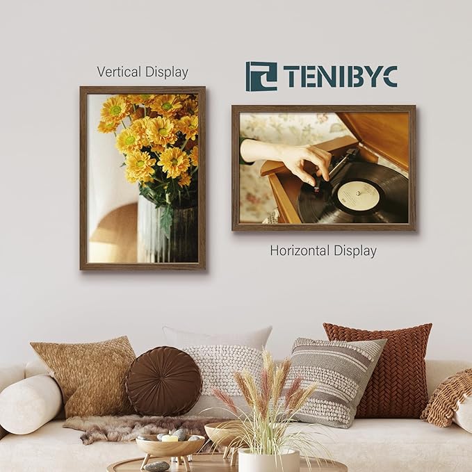 16x24 Poster Frame 3 Pack - Brown Woodgrain, Wood Poster Frame, Gallery Picture Frame - Wall Hanging-CasaMuseHome