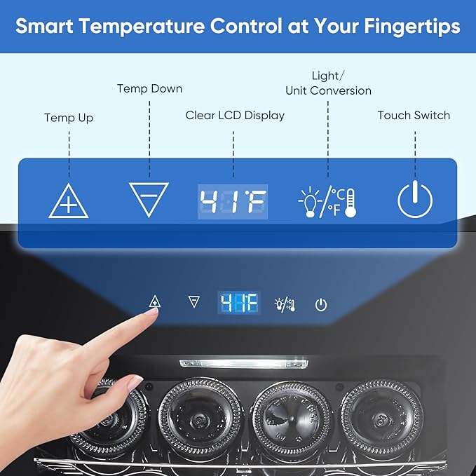 24 Bottle Compressor Wine Cooler Refrigerator with Lock, Freestanding Wine Fridge, 41°F-64°F Digital Temperature Control, Large Wine Cellar for Red, White, Champagne, and Sparkling Wine – Black-CasaMuseHome