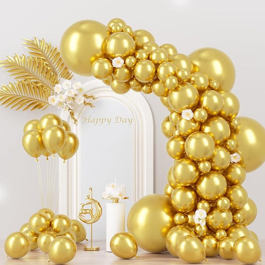 130pcs Metallic Gold Balloons Different Sizes 18" 12" 10" 5" Party Latex Balloons for Birthday Graduation Baby Shower Wedding Anniversary New Year Party Decorations-CasaMuseHome