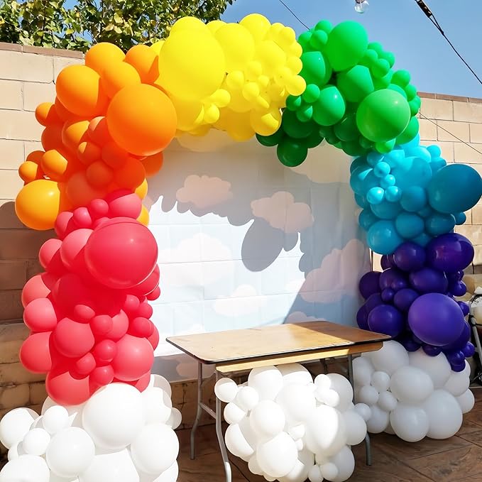 134pcs Rainbow Balloon Arch Kit Different Sizes 18" 12" 10" 5" Assorted Color Latex Balloon Garland Arch Kit for Birthday Baby Shower Graduation Wedding Gender Reveal Party Decorations-CasaMuseHome