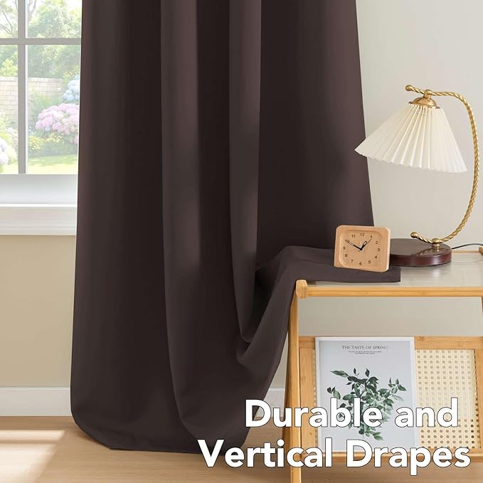 H.VERSAILTEX Thermal Insulated Blackout Curtains for Living Room 108 Inches Long, Window Treatment Grommet Top Extra Long Panels/Drapes for Bedroom (52-inch by 108-inch, Chocolate Brown, Set of 2)-CasaMuseHome