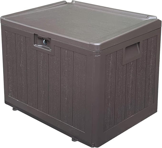 33 Gallon Pro Outdoor Storage Box Waterproof Lockable Resin Deck Box Large, Patio Storage Bin for Pool Accessories Cushion Furniture, Garden Tools, UV-Resistant Outside Delivery Brown-CasaMuseHome