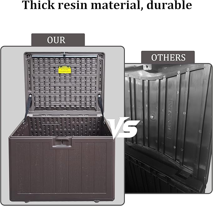 33 Gallon Pro Outdoor Storage Box Waterproof Lockable Resin Deck Box Large, Patio Storage Bin for Pool Accessories Cushion Furniture, Garden Tools, UV-Resistant Outside Delivery Brown-CasaMuseHome