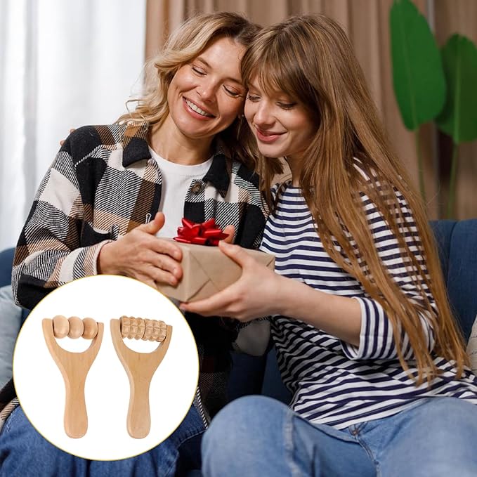 2 Pcs Wooden Massage Roller, Massage Hand Roller Massagers for Neck Muscle Rollers Stick Wooden Massager Tool for Back Rolling Hands Foot The Face Ball Full Body-CasaMuseHome