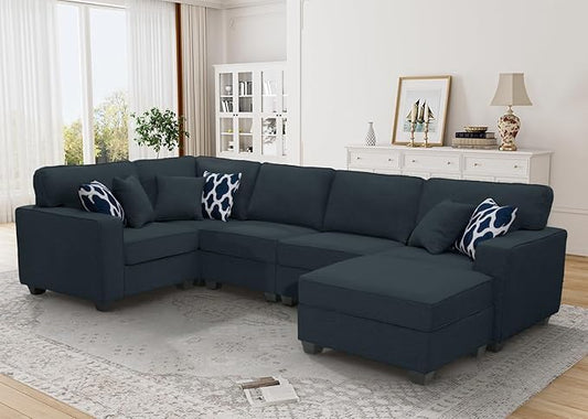 L Lengend Vansen Modular Sectional Sofa U Shaped Couch with Ottoman Modern Reversible Corner Sectional Couch for Living Room (Charcoal, U Shaped Sofa-1)-CasaMuseHome