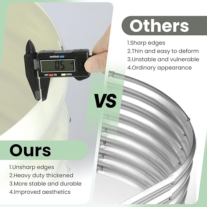 2 Pcs 6x3x2ft Oval Raised Garden Bed, Galvanized Raised Beds,Open-Ended Base Metal Raised Planter Beds,Garden Bed Outdoor,Planter Raised Boxes for Vegetables, Flowers,Tool-Free Asse,White-CasaMuseHome