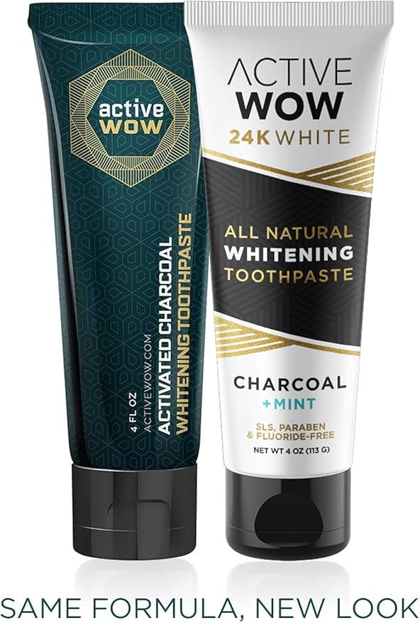 Active Wow Activated Charcoal Toothpaste - for Whitening Teeth, Made with Organic Coconut Oil & Xylitol, Charcoals Activated-Toothpaste (4 Ounce (Pack of 1)-CasaMuseHome