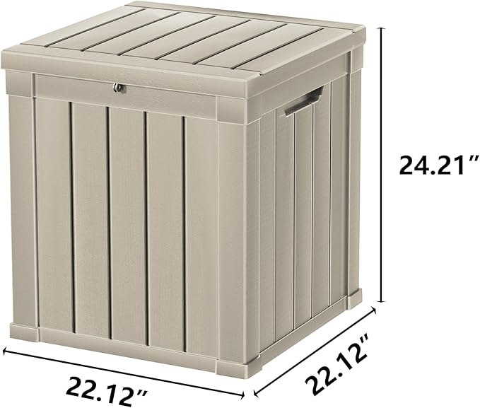 50 Gallon Double-Wall Resin Deck Box - Lockable Waterproof Outdoor Storage Box, 515lbs Capacity & Doubles as Seating for Patio Furniture - Garden Tools, Pool Accessories (Brown)-CasaMuseHome