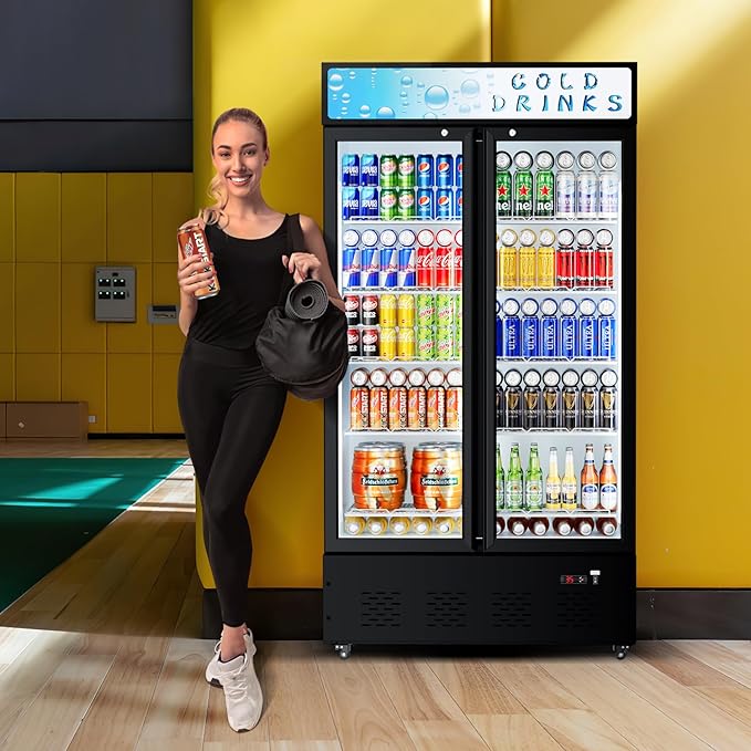 30 Cu.ft. Commercial Beverage Refrigerators Glass Door Refrigerator Upright Display Cooler with Soft LED Light and Adjustable Shelves for Restaurant Grocery Stores Home-CasaMuseHome