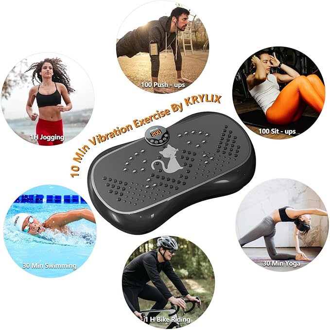 KRYLIX Vibration Plate Machine Exercise Platform for Whole Body Vibration Workout Weight Loss Lymphatic Drainage Fitness Platform Exercise Machine Vibrating Platform for Women Men