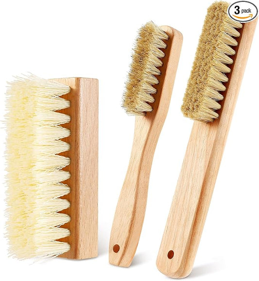 3 Pcs Wood Laundry Stain Brush Stain Remover Brushes with Boar Bristle Small Stain Brush for Clothes for Scrubbing Stains from Furniture Fabric Leather(3 Pcs D)-CasaMuseHome