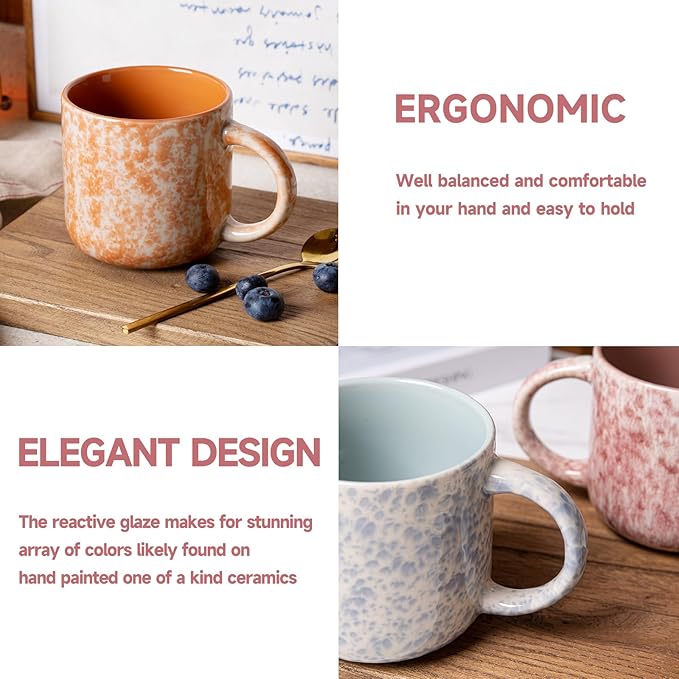 12 OZ Coffee Mugs Set of 6, Modern Coffee Mugs Set with handle for Tea/Latte/Cappuccino/Milk/Cocoa.-CasaMuseHome