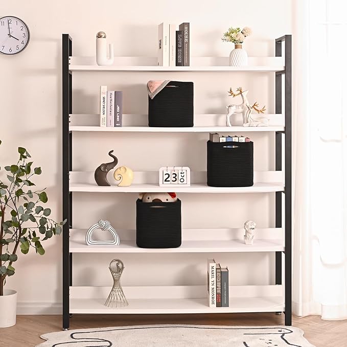 11 Inch Cube Storage Bins, Storage Cube Organizer Bins, Woven Cotton Rope Basket for Storage, Storage Baskets for Organizing Shelves, Square Baskets for Toys, Black (Pack of 3)-CasaMuseHome