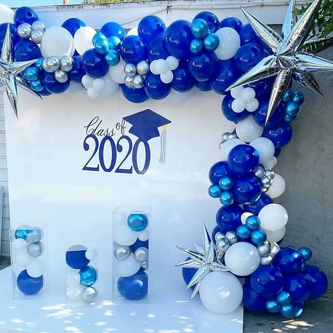 130pcs Royal Blue Balloons Different Sizes 18" 12" 10" 5" Party Latex Balloons for Birthday Graduation Baby Shower Anniversary Nautical Party Decorations-CasaMuseHome