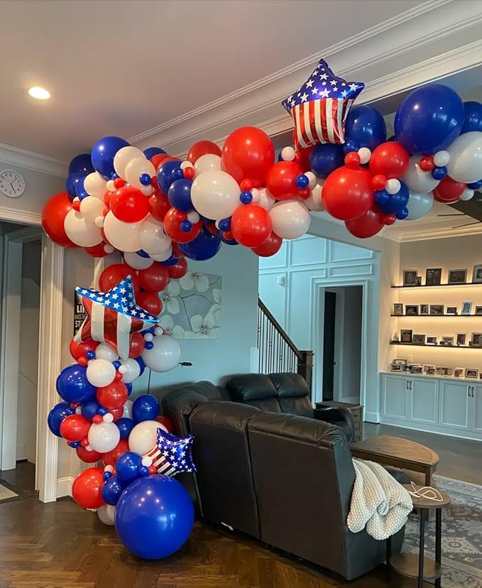 130pcs Red White Blue Balloons Different Sizes 18" 12" 10" 5" Party Latex Balloons for Birthday Graduation 4th of July Independence Day Anniversary New Year Holiday Party Decorations-CasaMuseHome