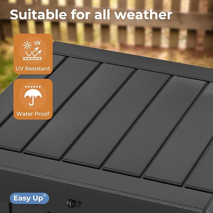 50 Gallon Double-Wall Resin Deck Box - Lockable Waterproof Outdoor Storage Box, 515bs Capacity & Doubles as Seating for Patio Furniture - Garden Tools, Pool Accessories (Black)-CasaMuseHome