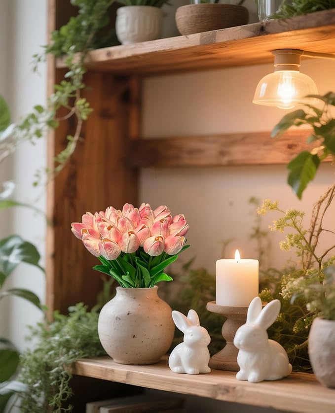 15pcs Real Touch Tulips PU Artificial Flowers Fake Tulips Flowers for Arrangement Wedding Party Easter Spring Home Dining Room Office Decoration-CasaMuseHome