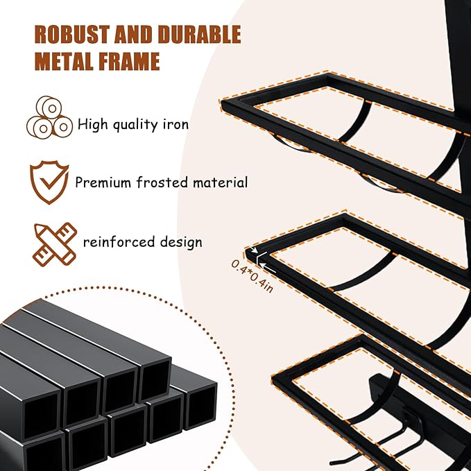 20 Bottle Wall Mount Wine Rack with Wine Glass Holder, Metal Wine Wall Rack, Wall Racks for Wine Bottles Display and Storage, Hanging Bottle Organizer for Living Dining Room Wine Cellar Bar (Black)-CasaMuseHome