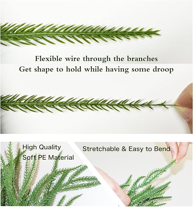 15FT Christmas Garlands Norfolk Pine Garland Real Touch Artificial Faux Greenery Garland for Holiday Indoor Outdoor Decor-CasaMuseHome