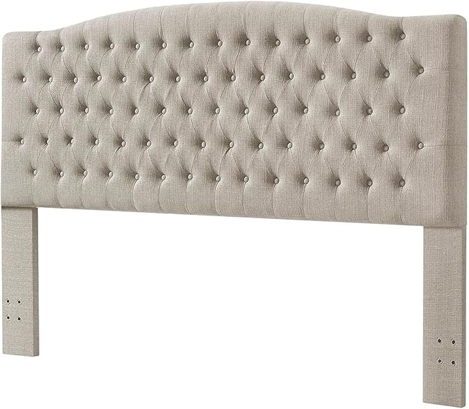 24KF Upholstered Tufted Button Linen Fabric Headboard,Comfortable Fashional Headboard King/CA King Size,Linen-CasaMuseHome