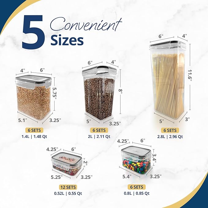 Reli. Airtight Food Storage Containers with Lids (36 Sets) | Kitchen Organizers and Storage Pantry Organizers | BPA Free Plastic Food Containers | Ultra Variety Pack w/Measuring Cup, 42 Labels, Pen-CasaMuseHome