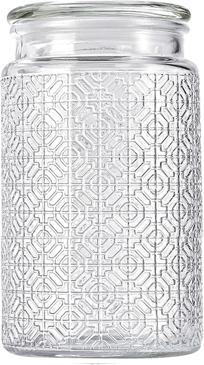 32oz Vintage Glass Jar With Lid, Glass Storage Containers, Airtight Kitchen Storage Containers For Sugar, Coffee, Tea, Spice, Flour, Candy Cookie, Pasta, Cereal, Cute Decorative Jars-CasaMuseHome