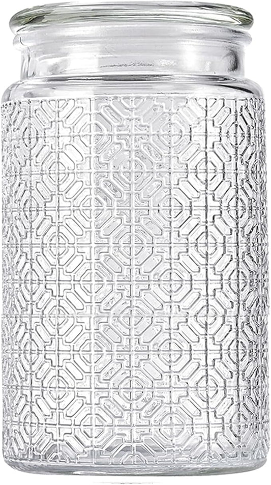 32oz Vintage Glass Jar With Lid, Glass Storage Containers, Airtight Kitchen Storage Containers For Sugar, Coffee, Tea, Spice, Flour, Candy Cookie, Pasta, Cereal, Cute Decorative Jars-CasaMuseHome