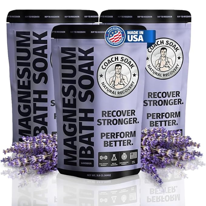 3 Pack Bundle: Coach Soak Recovery Bath Soak, Epsom Salt Bulk - Bath Salts Bulk, 3 Pack Bundle - Total of 9 Pounds (Lavender)-CasaMuseHome