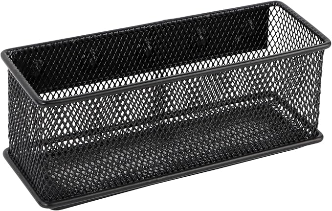 6.29'' × 2.28'' × 2.48 Black Magnetic Basket for Refrigerator Magnetic Locker Organizer for Home Office Accessories, Magnetic Basket for Whiteboard-CasaMuseHome