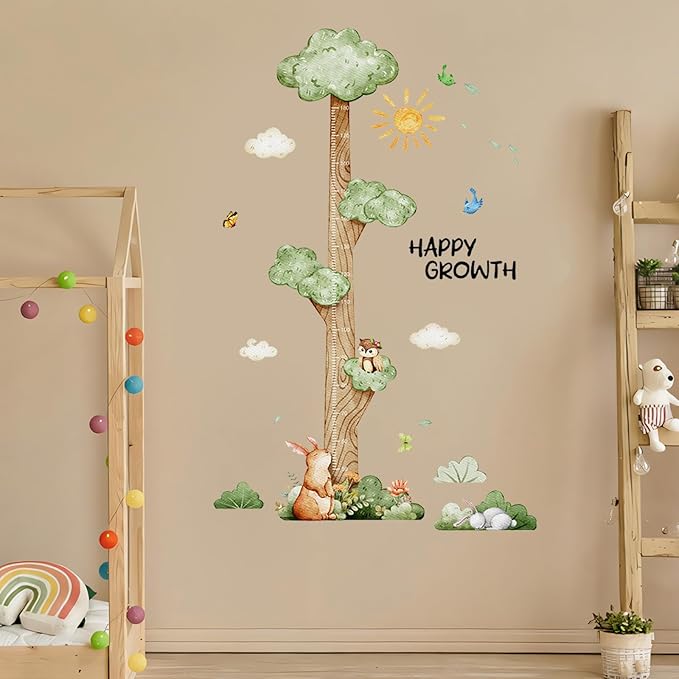 3D Cartoon Height Chart for Kids, DIY Growth Stickers, Removable Height Wall Chart for Kids Nursery, Bedroom, Bathroom-CasaMuseHome