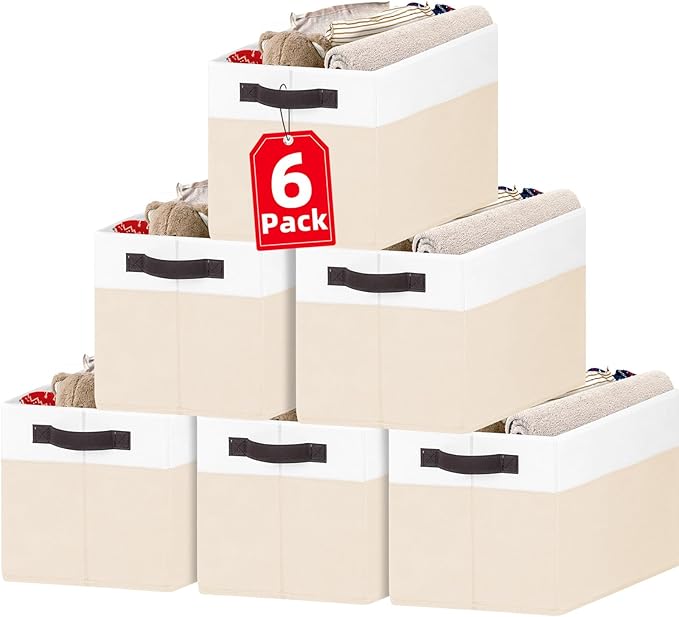 6 Pack Large Toy Box Chest, Collapsible Sturdy Toy Storage Organizer Bins Baskets for Kids, Boys, Girls, Nursery, Playroom, Shelf Baskets for Lego Puzzle Balls, Game Organizer (14L*10W*9.5H)-CasaMuseHome