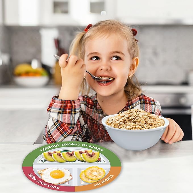 4 Pcs Portion Control Plates & Bowls Set (9 Inch), Self-Measuring for Weight Loss, Gastric Bypass, LapBand, Diabetes, & Healthy Diets, Divided Nutrition Plates for Adults & Children-CasaMuseHome