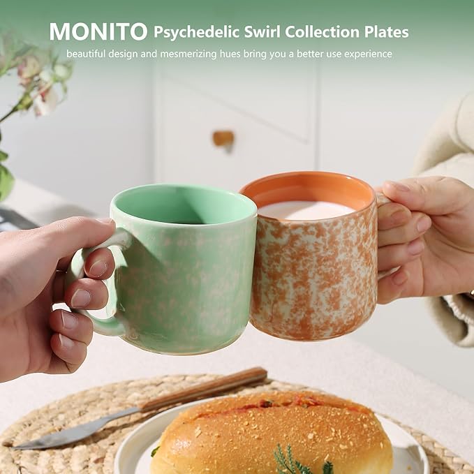 12 OZ Coffee Mugs Set of 4, Modern Ceramic Coffee Mugs Set with handle for Tea/Latte/Cappuccino/Milk/Cocoa.-CasaMuseHome