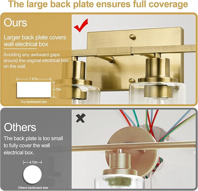 4 Light Bathroom Light Fixtures, Brass Vanity Lights for Bathroom with Clear Glass Shades, Modern Bathroom Wall Sconces for Mirror Living Room Cabinet-CasaMuseHome