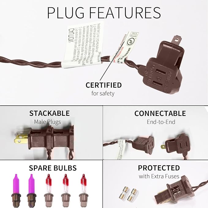 300LIGHTS(2*150L) PURPLE Extra-Bright With End Connectors Halloween Decorative Lights 19.44m UL Certified Mini String Light Set Waterproof for Halloween Home Garden Christmas Tree Party Patio-CasaMuseHome