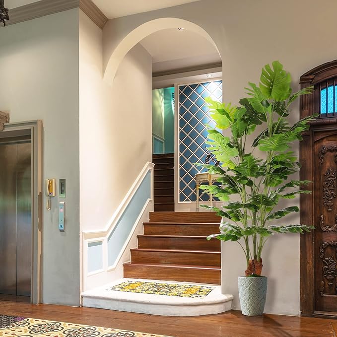 6.3ft Artificial Monstera Deliciosa Tree (75in) with Plastic Nursery Pot Faux Tree, Fake Tropical Split Leaf Palm Plant for Office House Farmhouse Living Room Home Decor (Indoor/Outdoor)-CasaMuseHome