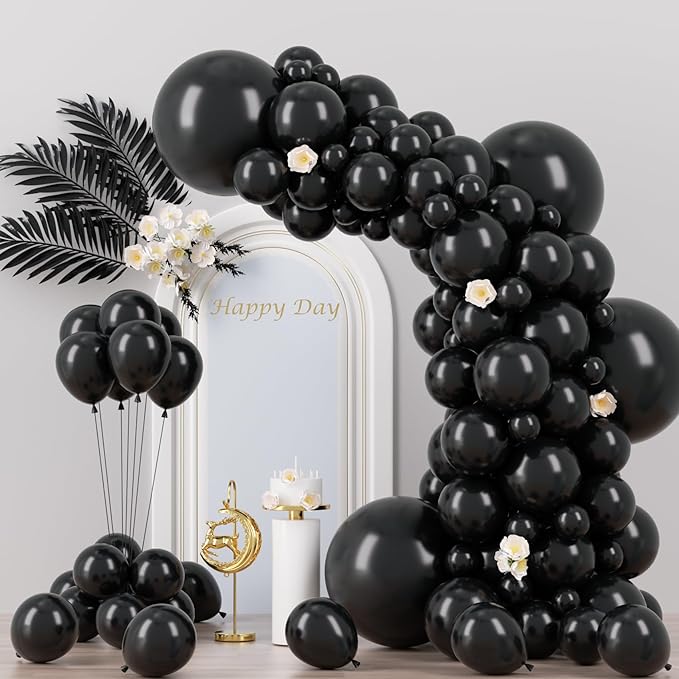 130pcs Black Balloons Different Sizes 18" 12" 10" 5" Party Latex Balloons for Birthday Graduation Baby Shower Anniversary New Year Holiday Party Decorations-CasaMuseHome