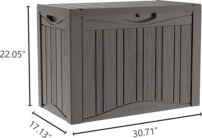 45 Gallon Double-Wall Resin Deck Box - Lockable Waterproof Outdoor Storage Box, 515bs Capacity & Doubles as Seating for Patio Furniture - Garden Tools, Pool Accessories (Brown)-CasaMuseHome