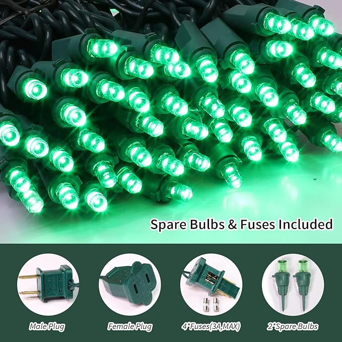 100 Count Green- String Lights - 21.6FT LED Christmas Lights, Mini led Lights for Indoor Outdoor Home Holiday Party Wedding Independence Day Decoration-CasaMuseHome