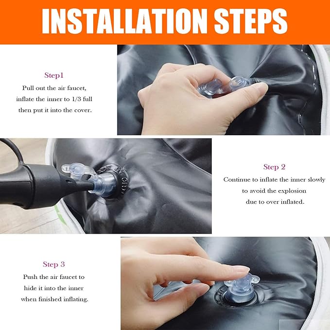 2 Pcs Outdoor Pouf, D21”x H9” Waterproof Outdoor Inflatable Ottoman with Foot Pump, Portable Patio Pouf for Garden Camping or Home Use-CasaMuseHome