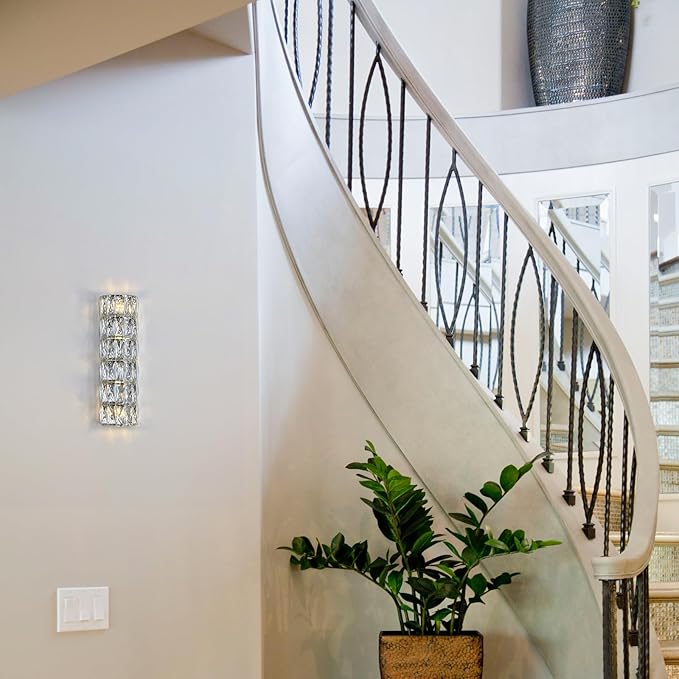 6 Layer Chrome Crystal Wall Sconce, Modern Wall Lamp Light Fixture for Bathroom Vanity, Stairway, Kitchen, Living Room, Bedroom, Hallway-CasaMuseHome