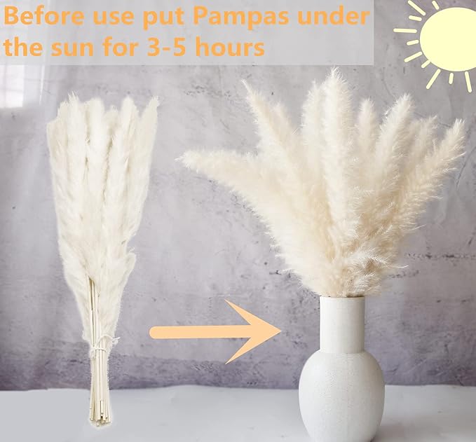 110 PCS Dried Pampas Grass Bouquet, Boho Table Decor, Bunny Tails Dried Flowers, Brown Pompas, White Pampas Grass for Wedding, Home, Rustic Party, Baby Shower Decorations-CasaMuseHome