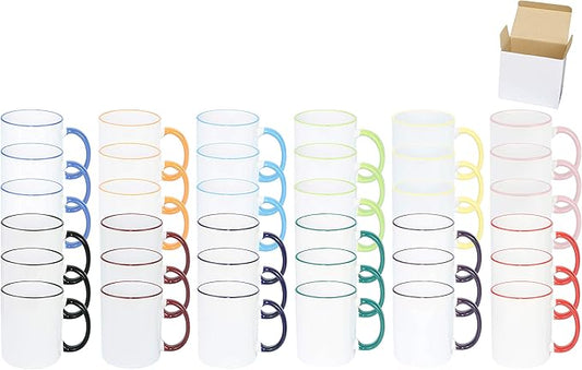 11oz White Ceramic Sublimation Coffee Mug in White Gift Box,12 Mixed Colors Banded, Case of 36-CasaMuseHome