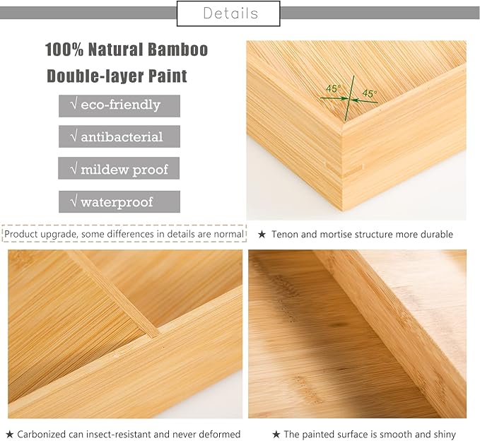 3-Tier Bamboo Drawer Spice Rack Wooden Kitchen Cabinet Spice Organizer Spice Jar Holder, Medicine/Health Care/Vitamin Bottles Storage Rack (Pre-Measure Drawer Dimensions), 1 Pack Drawer Rack-CasaMuseHome