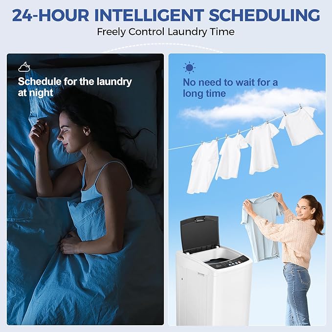 17.8Lbs Portable Washing Machine Nictemaw Portable Washer, 2.3 Cu.ft Washer and Dryer Combo with Drain Pump, 10 Programs 8 Water Level Compact Laundry Washer for Home, Apartment, RV, Dorms-CasaMuseHome