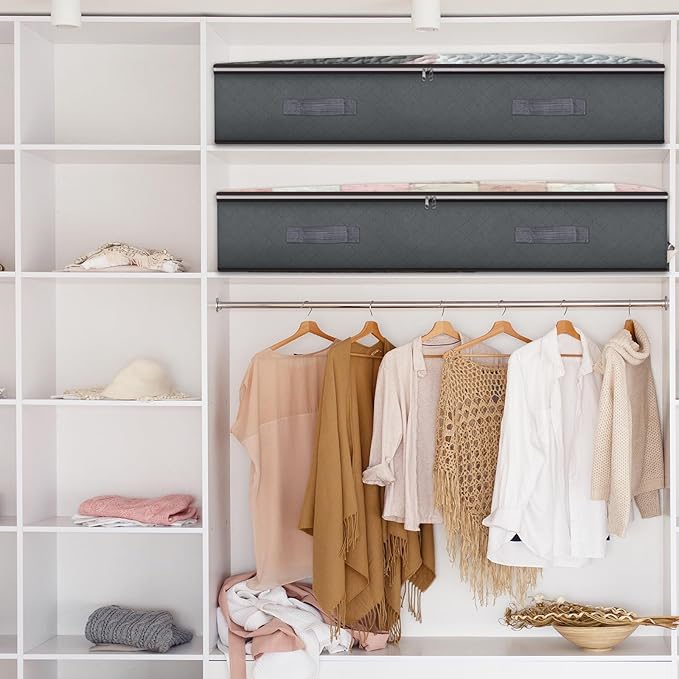 8 Pack Under Bed Storage Containers, 90L Collapsible Closet Organizers and Storage Bins, Underbed Storage Bags for Wrapping Paper, Blanket, Towels, Clothes, Comforter, Sweaters, Linen Sheet-CasaMuseHome