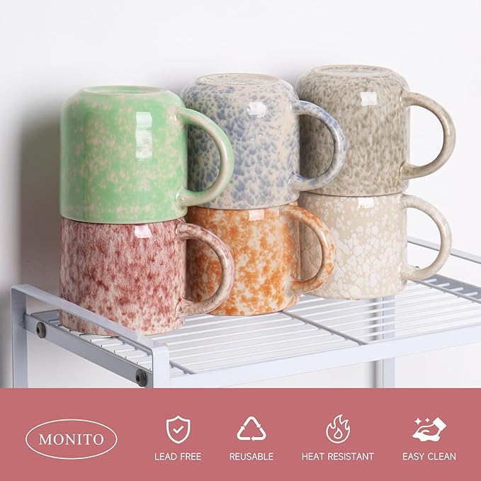 12 OZ Coffee Mugs Set of 6, Modern Coffee Mugs Set with handle for Tea/Latte/Cappuccino/Milk/Cocoa.-CasaMuseHome