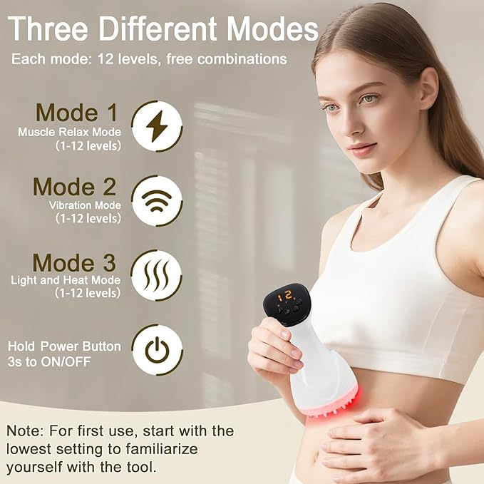 2025 Upgraded Lymphatic Drainage Massager Body Sculpting Machine Helps Reduce Stretch Marks & Cellulite for Legs, Arms & Belly Anti Cellulite Massage Tool with Light Heat & Vibration-CasaMuseHome