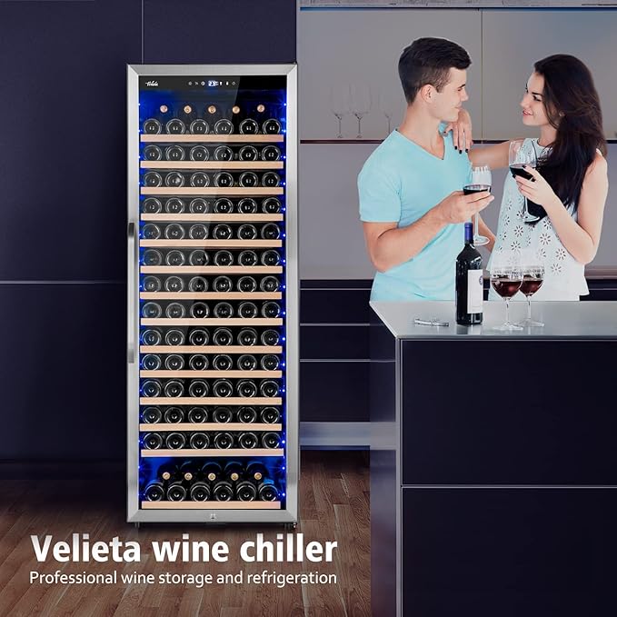 24 Inch Wine Cooler Refrigerator, 179 Bottles Professional Wine Cellars with Powerful Compressor,Quiet Operation and Elegant Design for The Wine Lovers-CasaMuseHome