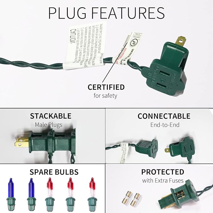 300LIGHTS(2*150L) Blue Extra-Bright with End Connectors Christmas Decorative Lights 19.44m UL Certified Mini String Light Set Waterproof for Home Garden Holiday Tree Party Patio Decor Wedding-CasaMuseHome